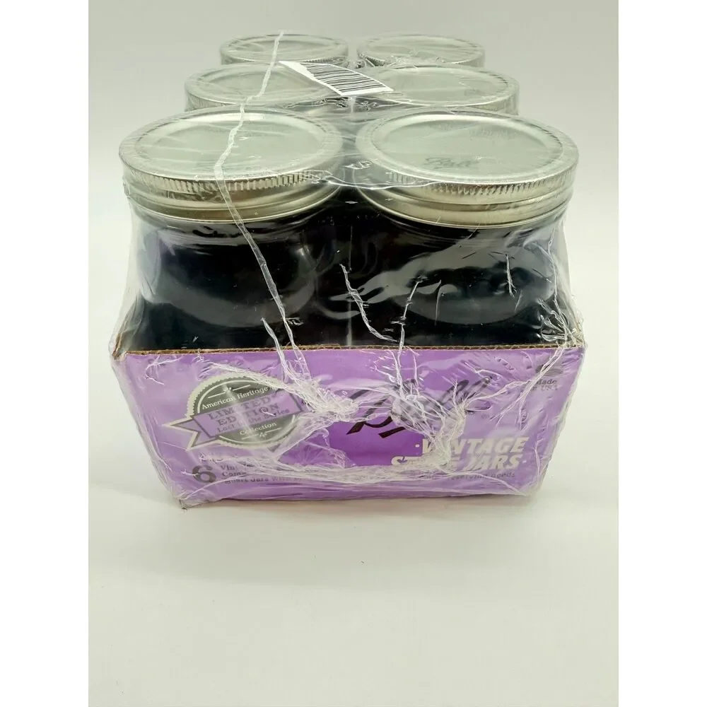 Sealed Ball Heritage Collection Purple Mason Jars - 100th Anniv QUART 6-Pack